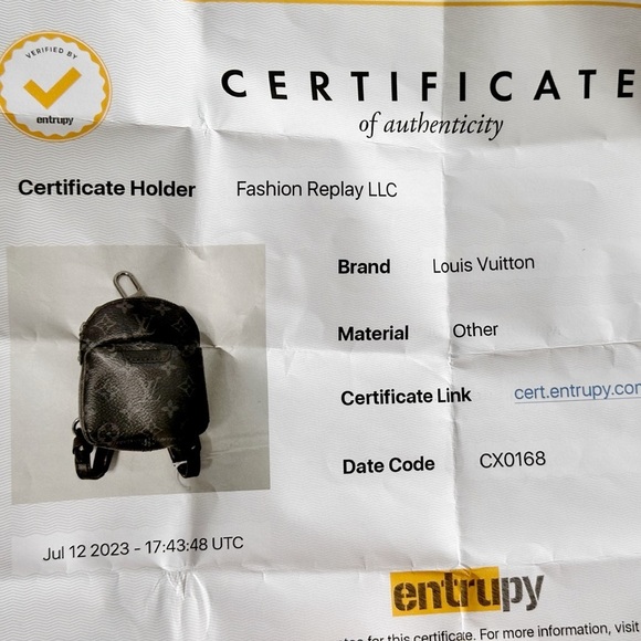 Louis Vuitton Eclipse Nano Backpack Bag Charm With COA - Picture 12 of 12